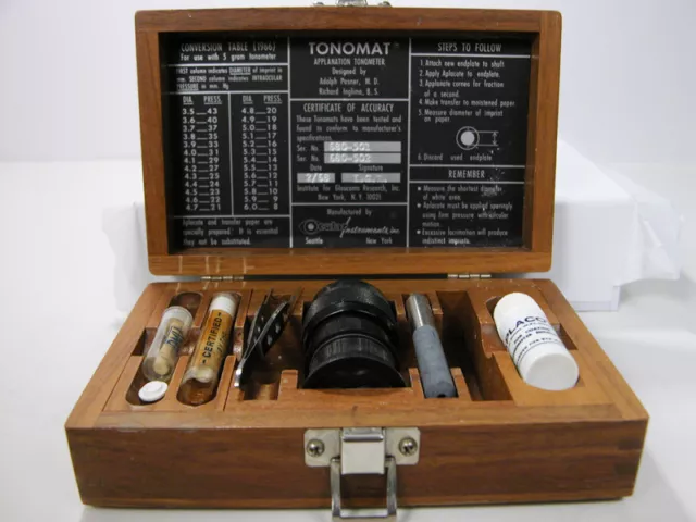 Vintage TONOMAT APPLANATION TONOMETER in Wood Case Ocular Instruments, Inc.