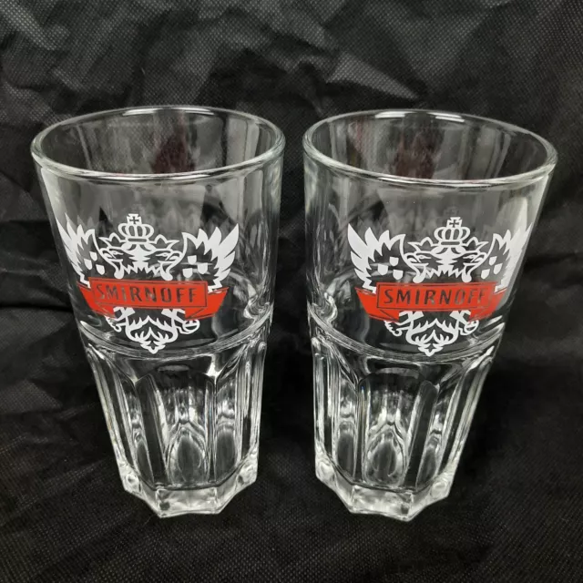 2 Smirnoff Gläser 0,3l Longdrink Cocktail Vodka Glas Set Sammlerglas Vintage Rar