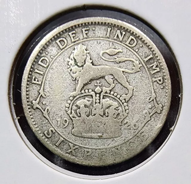 1926 Great Britain 🇬🇧 6 Pence World Silver Sixpence Coin KM 815 In Mylar Flip!