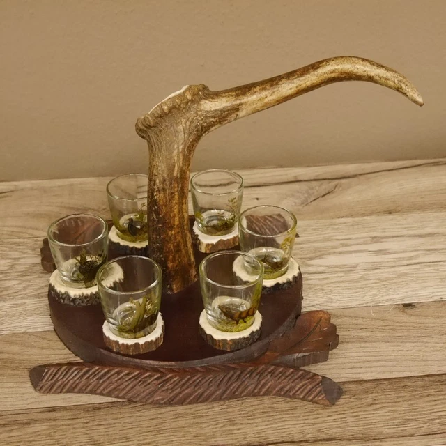 Aguardiente Proveedor Tallado Schnapsbrett H18 CM Gamo Barra Cornamenta Asa