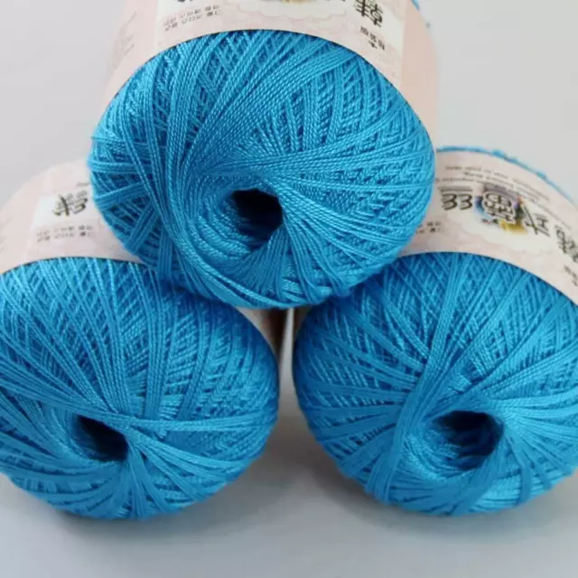 3ballsx50g Thin Cotton Pure Color Lace Wool Yarn Crochet Shawl Mat Knitwear 16
