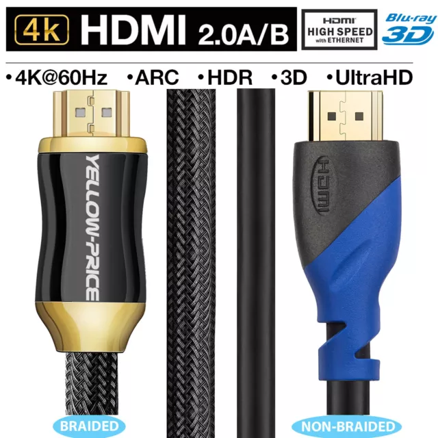 8K HDMI Cable (8K, HDMI 2.1, 48Gbps) with Braided Cord, 0.5m 1m 2m 3m 5m