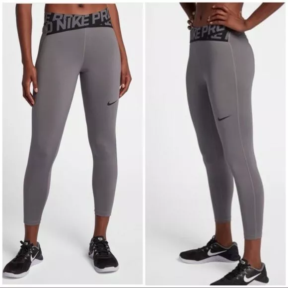 WOMEN'S NIKE PRO dri fit intertwist leggings Small Gray and black $48.90 -  PicClick