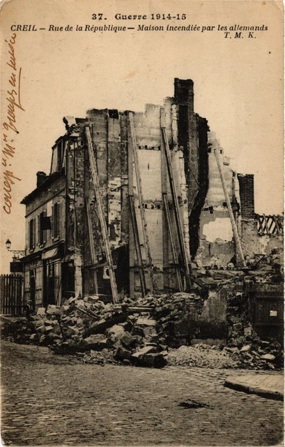 MILITARY CPA Creil-Rue de la République-Burning House (315934)