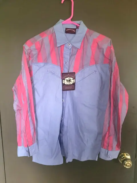 Gordon & James Shirt Western Blouse Shirt Sz Med Button Cowgirl Barrel Racer