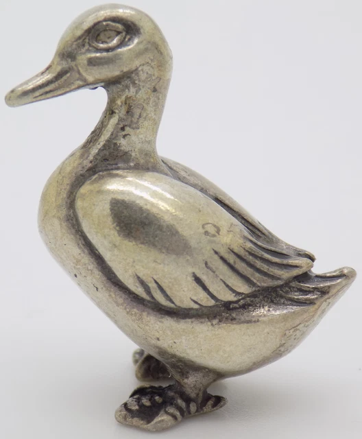 Vintage Italian Handmade Genuine Silver Lovely Dollhouse Duck Figurine Miniature
