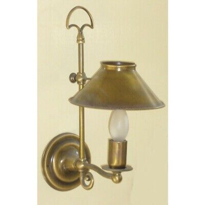 Applique lampada parete in ottone brunito con campana stile lume nautico '700