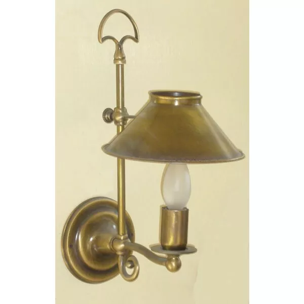 Applique lampada parete in ottone brunito con campana stile lume nautico '700