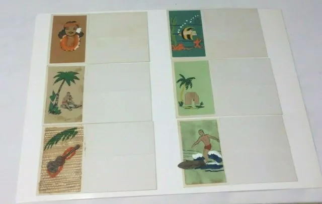 OOAK Set of (6) Vtg Handmade Hawaiian Collection of Hula Party Name Place Cards