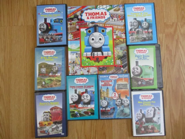 Thomas & Friends Lot Of 8 DVD's Percy, Salty, Big Day, Hooray & Look & Find Book