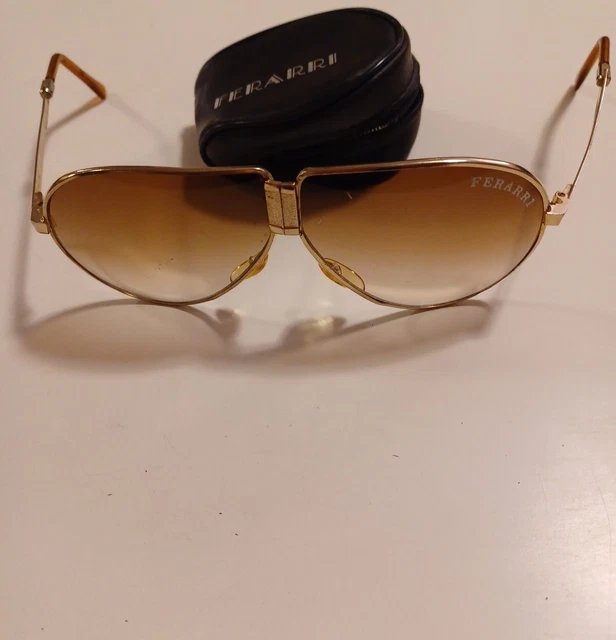 Vintage Sunglasses FERARRI Aviator Folding with case