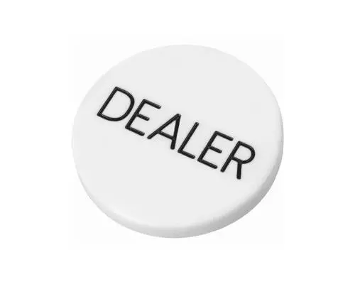 x5 Dealer Button WHITE Poker Texas Hold'Em - Plastica - Bianco