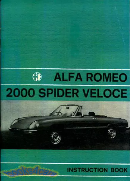 Alfa Romeo Spider Manual Owners Handbook Owner's Guide Book Veloce 2000 72-79