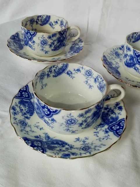 3 Tasses Et Soucoupes Anciennes En Porcelaine Anglaise Marque Chapman N°249243 3
