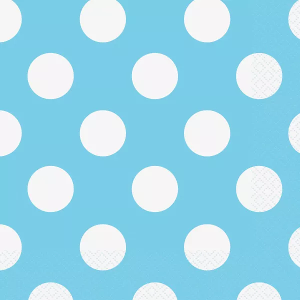 16 x Luncheon Napkins 33cm Baby Blue Dots Adult Party Tableware Supplies Polka