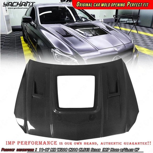 CARBON Kit For 11-17 Mercedes Benz W218 C218 CLS63 Sedan IMP Bonnet Hood w/Glass