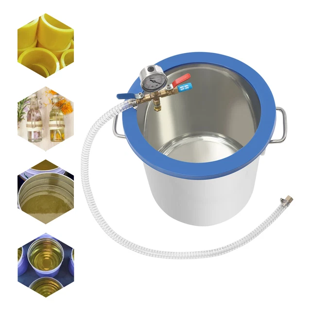 5 Gallon Vacuum Chamber Tempered Glass Lid Vacuum Degassing Chamber+Vacuum Gauge