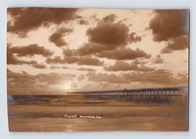 Postcard RPPC California Oceanside CA Pier Sunset 1910s Blank Back Thin Paper