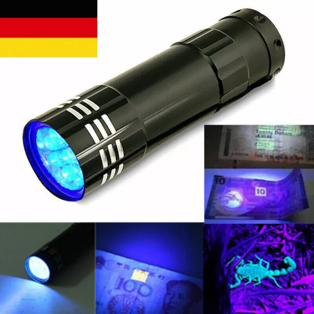 Schwarzlicht-UV-Taschenlampe 9 LED Detektor für Haustierurin Flecken Bettwanze