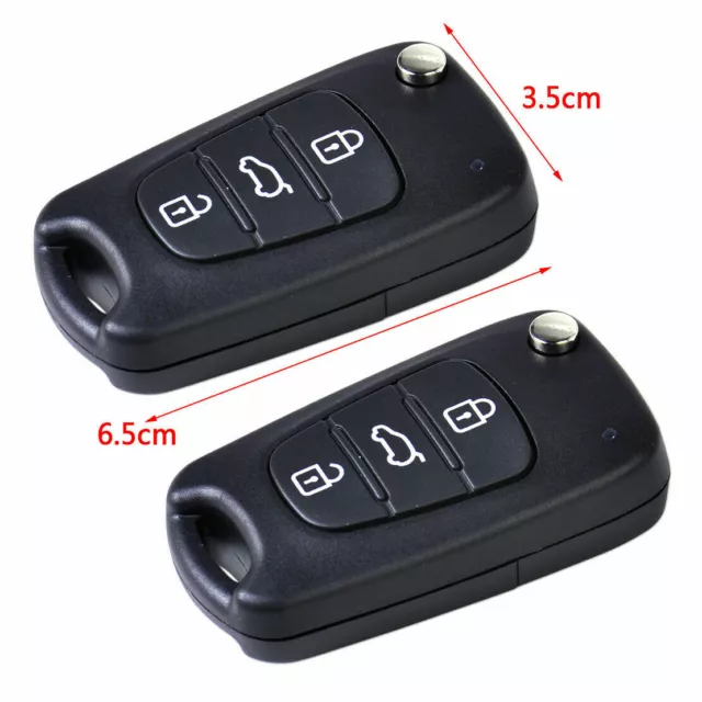 2X Boîtier coque 3 Buttons clé plip FOB pour Kia Rio Sportage Rondo Hyundai