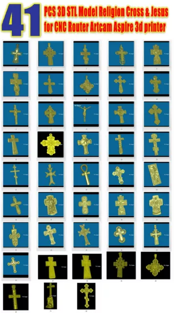41 3D STL Model Religion Cross & Jesus for CNC Router Artcam Aspire 3d printer