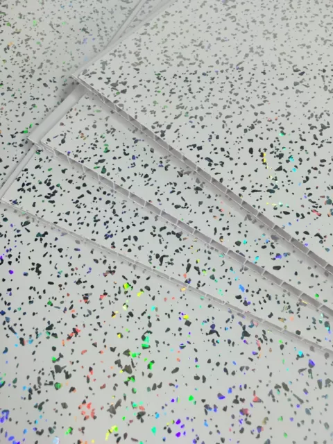 Platinum White Sparkle 8mm Bathroom Wall Cladding Shower Panels PVC Ceiling
