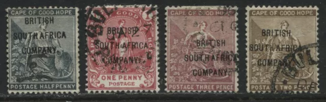 Rhodesia 1896 overprinted British South Africa Company 1/2d to 3d used