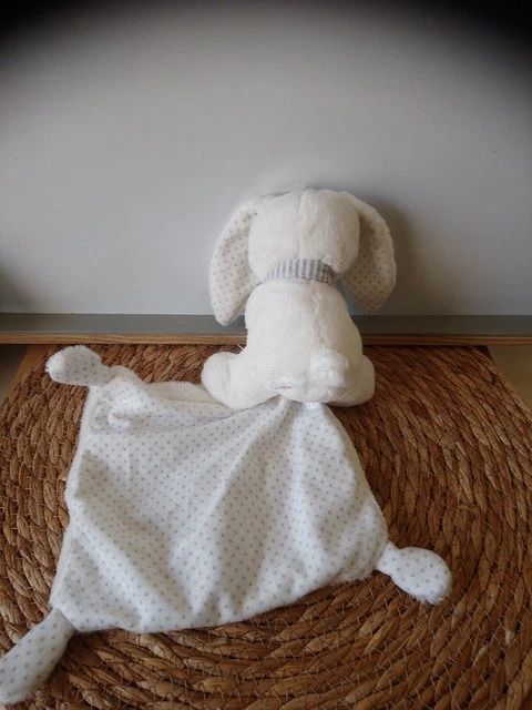 Doudou lapin blanc gris mouchoir Mon Petit Cœur Pommette + cadeau 3