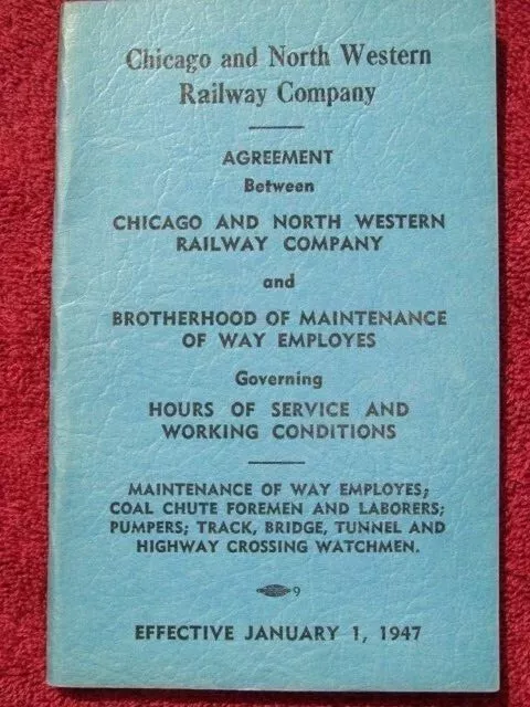 1947 Chicago Northwestern Railway Agreement Old Railroad Train Booklet C&NW RR