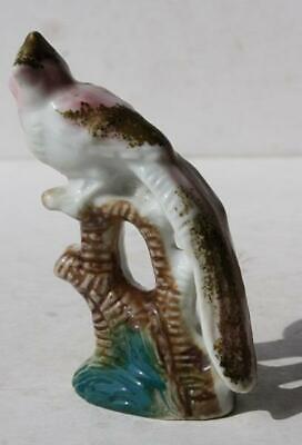 Bird Figurine Parakeet Tree Branch Ceramic Porcelain Hand Painted Made in Japan