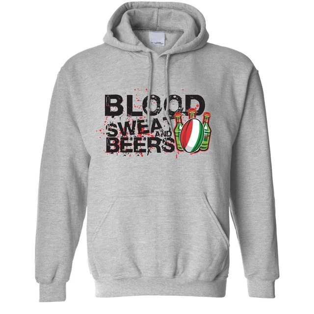 Italy Rugby Supporters Hoodie Blood, Sweat And Beers Six Nations Sports Fan