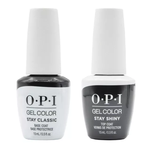 OPI Gel Color Stay Shiny Top Coat & Stay Classic Base Coat Soak Off Gel