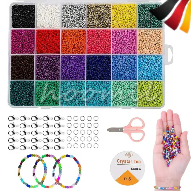 Glasperlen Set Basteln Perlen Ketten für Armband Halskette Kit DIY Schmuck