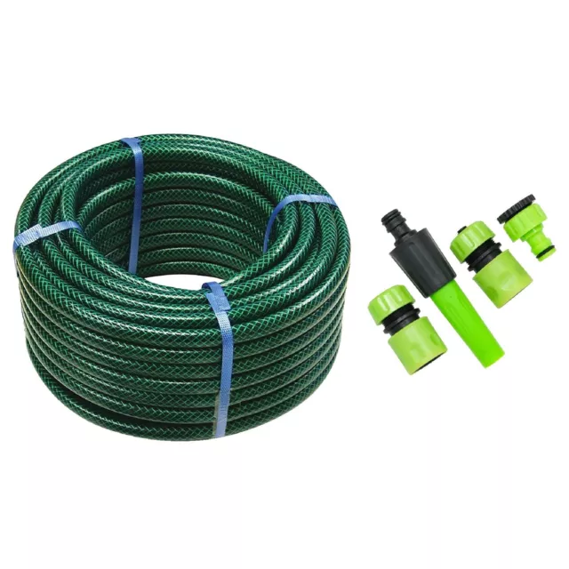 15M Reinforced Garden Hose Pipe Tube With Set Spray Watering Nozzle Set Fittings