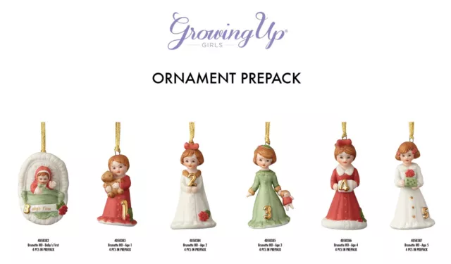 Enesco Growing up Girls Brunette Ages Hanging Ornaments Set of 24