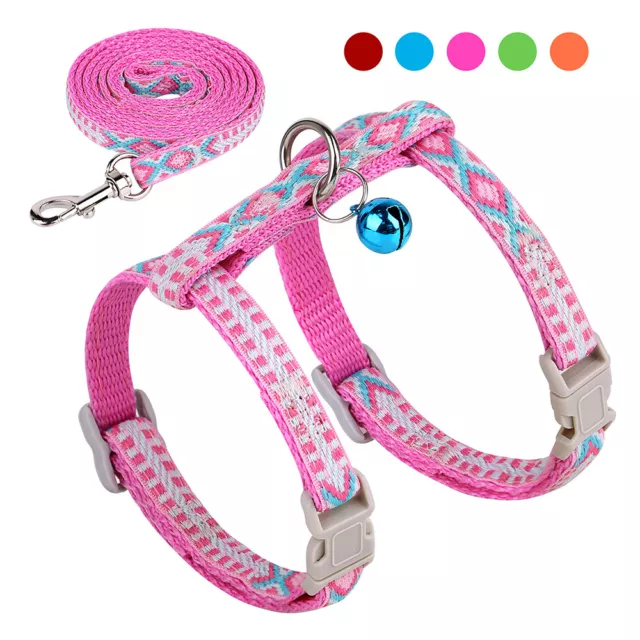 Adjustable Kitten Cat Harness and Lead Escape Proof Nylon Puppy Dog Walking Vest