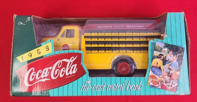 Brand New - 1953 Coca Cola Die-Cast Metal Bank Truck W/Coca Cola Bottles - Nice~