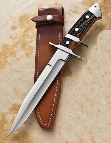 Couteau de chasse en acier D2 fait main sur mesure avec manche et gaine en...