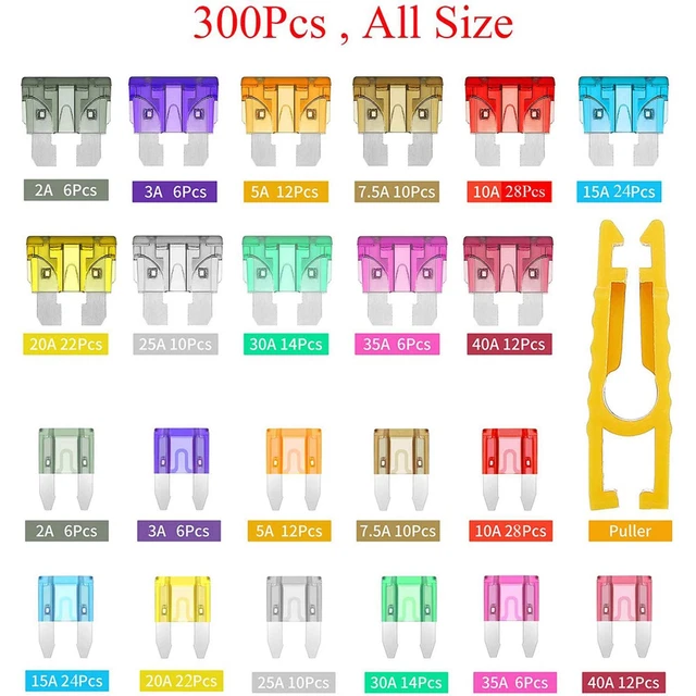 300Pcs Car Blade Fuse Assortment Assorted Kit Blade Set Auto Truck Automotive G