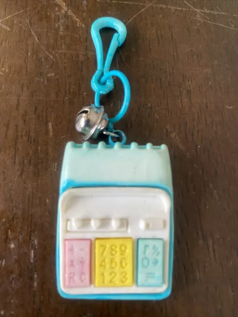 Rare Vintage 1980s Plastic Bell Charm Turquoise Adding Machine For Necklace