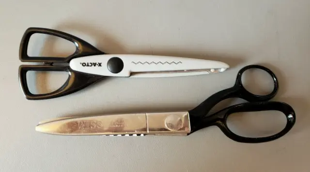 Vintage WISS 9 Inch Pinking Shears - CB 9 -- FREE X-ACTO PINKING SHEARS