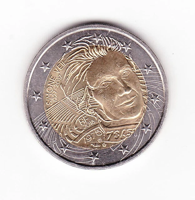 Pièce de monnaie 2 euros commémorative Simone Veil 1927-2017