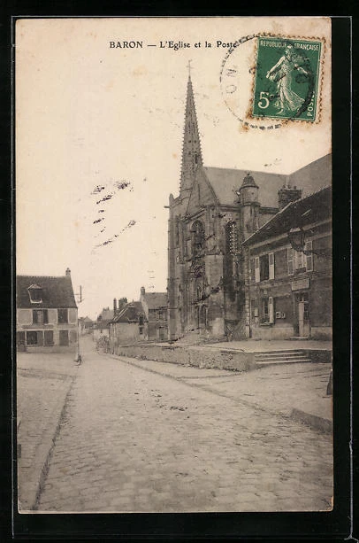 CPA Baron, L´Eglise et la Poste