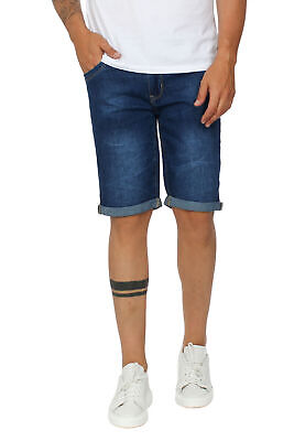 Bermuda Uomo Jeans Pantaloncini Blu Denim Pantaloni Corti Casual Shorts Elastico