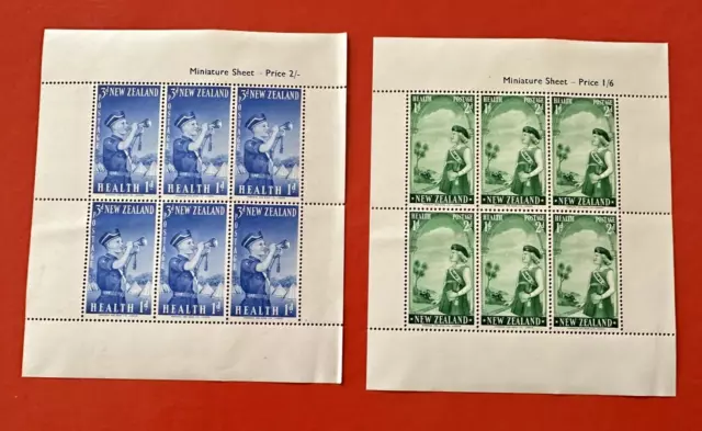 1958 New Zealand ~ Boy Scouts And Girl Guides Health Stamps Miniature Sheets