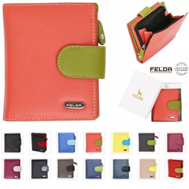 Ladies Purse Wallet Genuine Leather Coin & Card Wallet Gift Boxed Rfid Blocking