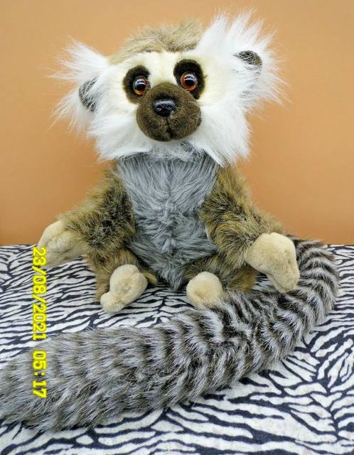 Ca/ Doudou Peluche Zoo De Beauval Singe Lemurien Marron Gris Blanc 28/70Cm Neuf