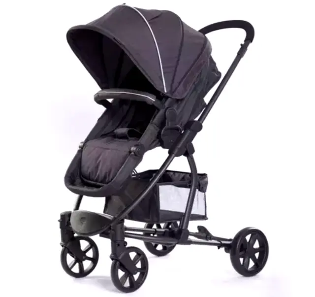 RICO Baby 2-in-1 klappbarer Buggykinderwagen Kinderwagen mit Wendesitz - schwarz