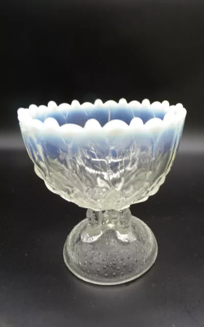 Antique 1906 Northwood Hilltop Vines Clear / Blue Opalescent Glass Candy Compote