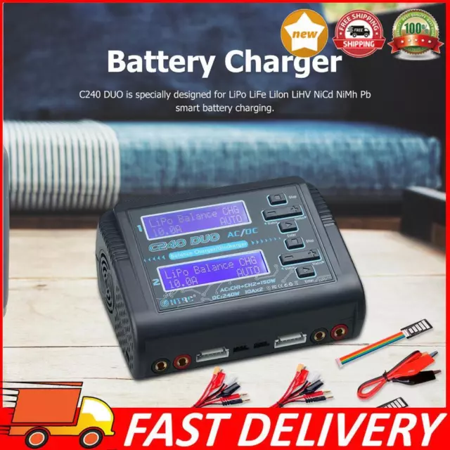 HTRC C240 Duo Lipo Balance Charger Dual Channel AC/150W DC/240W 10A RC Batteriel